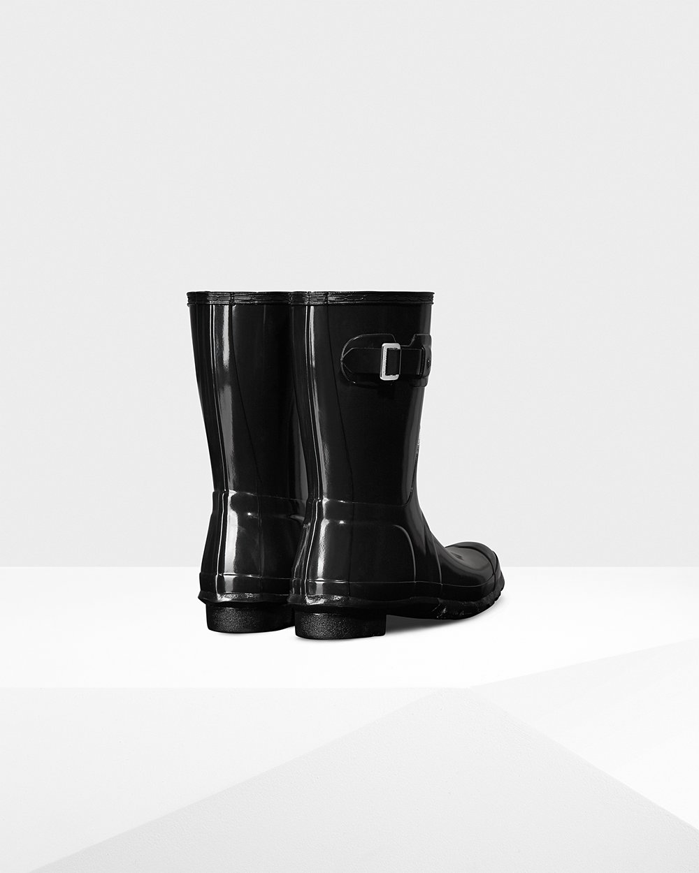 Womens Hunter Short Rain Boots Black - Original Gloss - 3120768-QZ